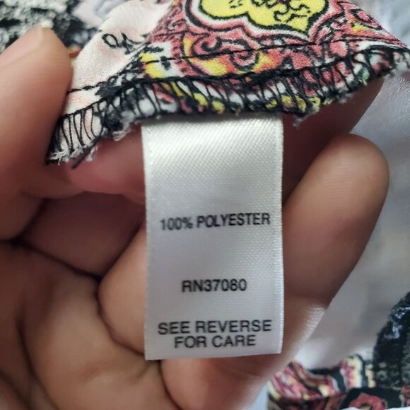 Cato Top Womens Large Multicolor Boho Floral Long Sleeve V-Neck Adjustable Waist - Picture 3 of 9